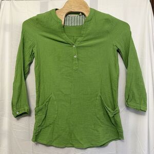 Soft Surroundings‎ Size Medium Green Santorini Gauze Tunic Top Slouch Pockets
